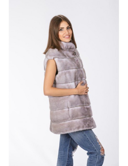 grey mink vest right side