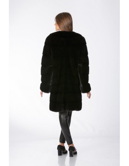 Black mink coat without collar back side