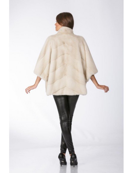 Pearl white mink jacket with 3/4 sleeves back side