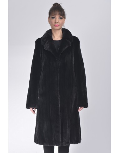 Black mink coat with low fur collar front side