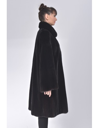 Oversized black mink coat right side