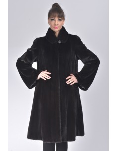 Oversized black mink coat front side
