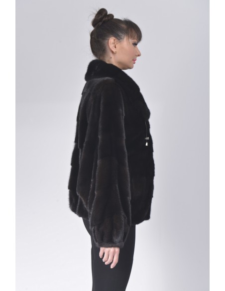 Black mink fur jacket right side