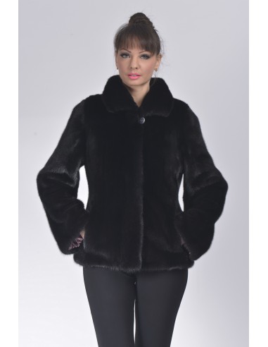 Black mink fur jacket front side