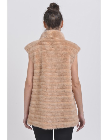 salmon mink vest back side