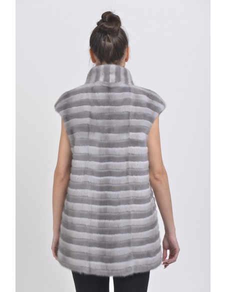 Blue-grey and silver-blue mink vest back side