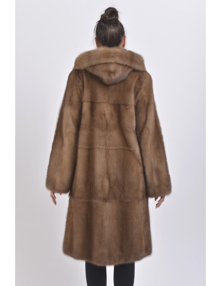 Light brown mink coat with hood back side