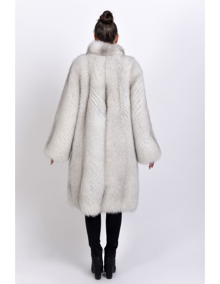 Off-white fox coat back side