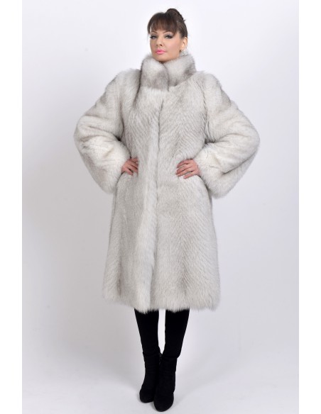 Off-white fox coat front side