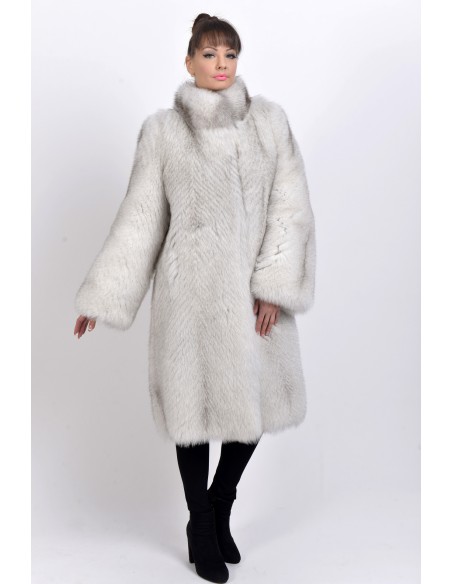 Off-white fox coat front side