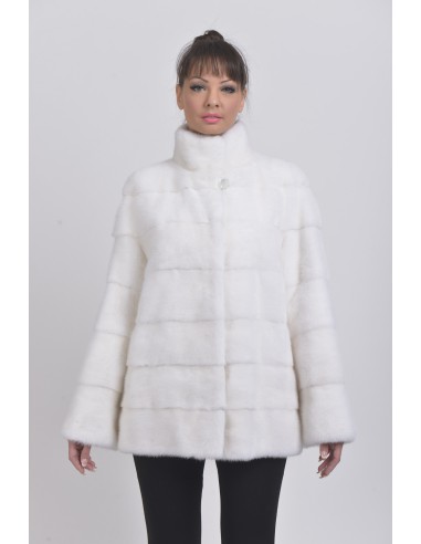 Short white mink coat front side