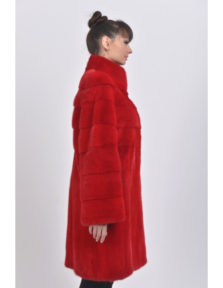 Red mink coat right side