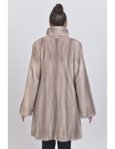 Ice grey mink coat back side