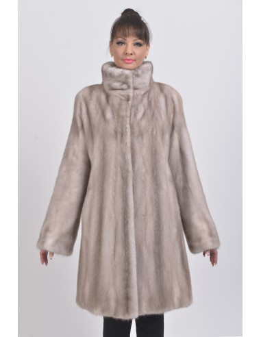 Ice grey mink coat front side
