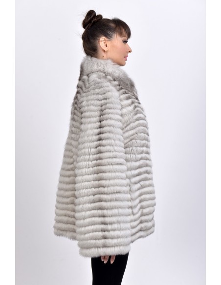 Short off white fox fur coat right side