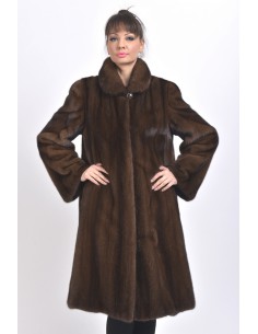 Long brown mink coat front side