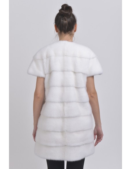 Short white mink coat with short sleeves back side