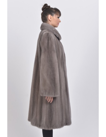 Long silver blue mink coat right side