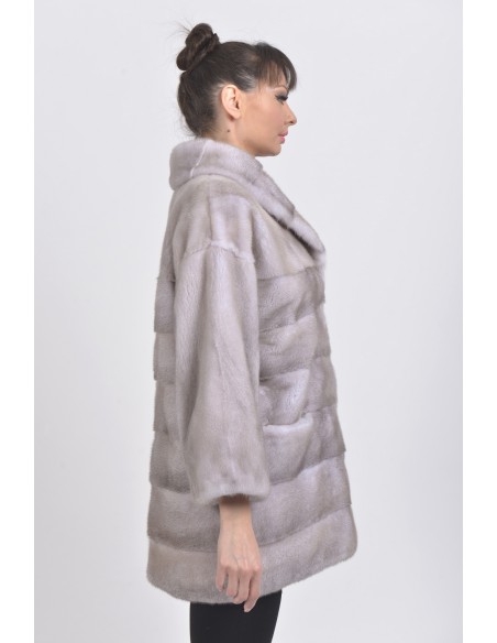 Short grey mink coat right side