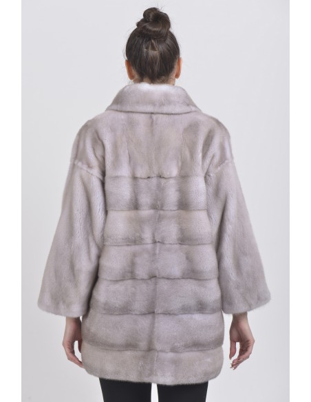 Short grey mink coat back side