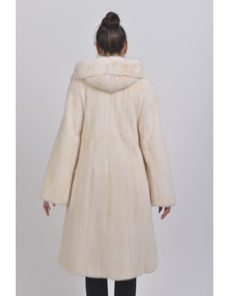 Pearl white mink coat with hood back side