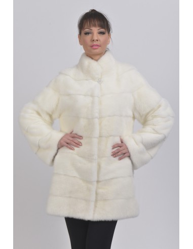 Short white mink coat front side