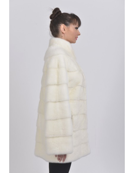 Short white mink coat right side