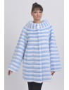 Short light blue and white mink coat front side