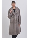 Silver blue mink coat with lapel fur collar front side