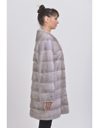 Short ice grey mink coat right side