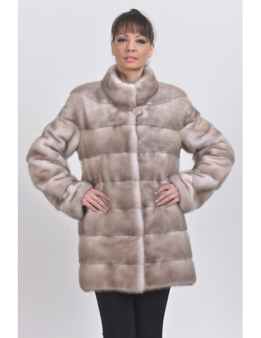 Ice grey mink coat front side