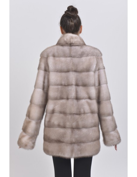 Ice grey mink coat back side