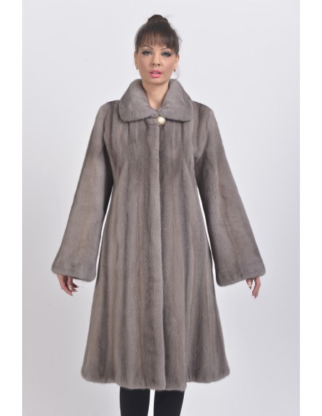 Silver blue mink coat front side