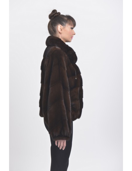 Mahogany mink fur jacket right side