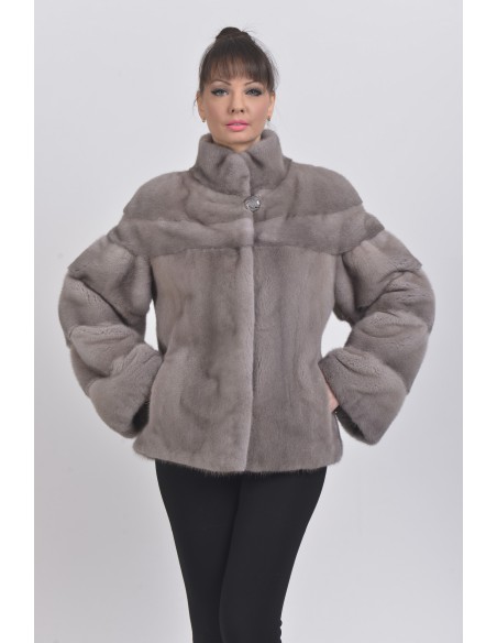 Mahogany mink fur jacket front side