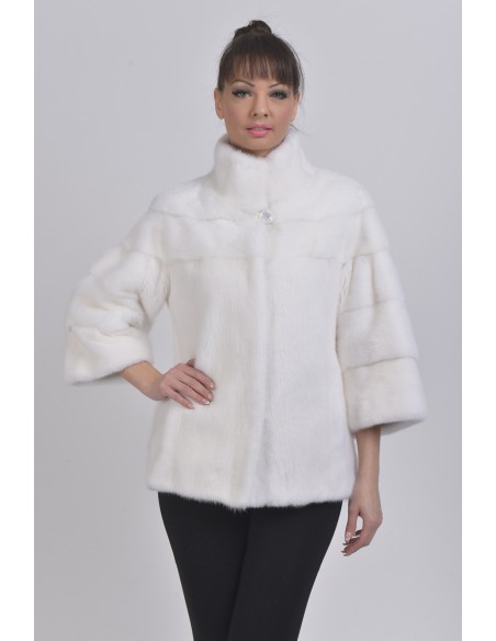White mink jacket front side