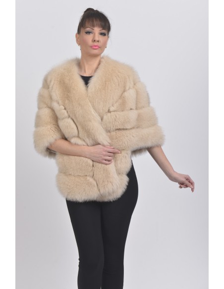 Beige fox fur jacket front side