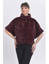 Bordeaux mink jacket with short sleeves front side