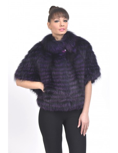 Purple fox jacket with mid length sleeves front side