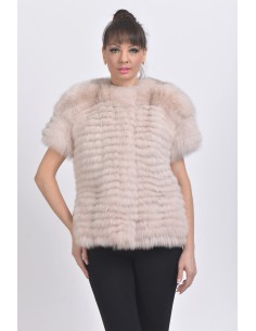 Light pink fox jacket with short sleeves front side