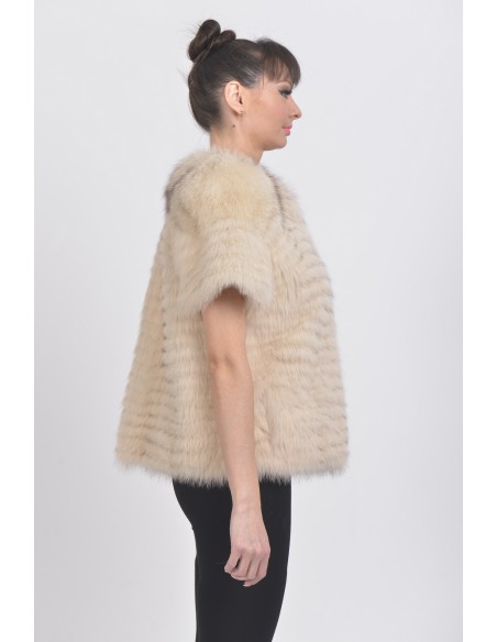 Beige fox jacket with short sleeves right side