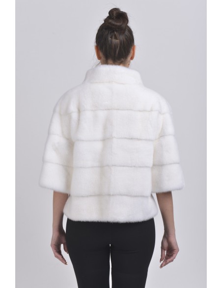 White mink jacket with 3/4 sleeves back side
