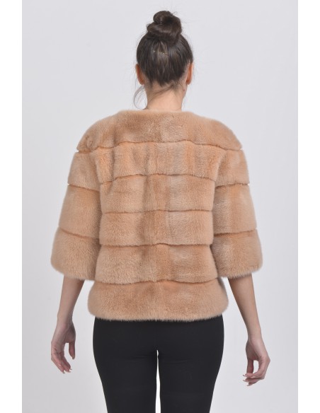 Salmon mink jacket back side