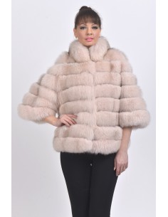 Light pink fox jacket with 3/4 sleeves front side