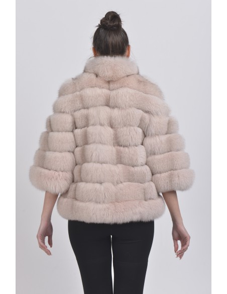 Light pink fox jacket with 3/4 sleeves back side