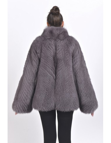 Dark grey fox jacket back side