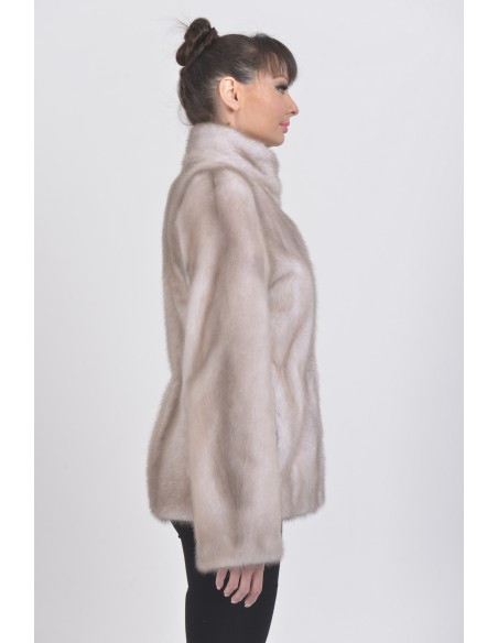 Ice grey mink jacket right side