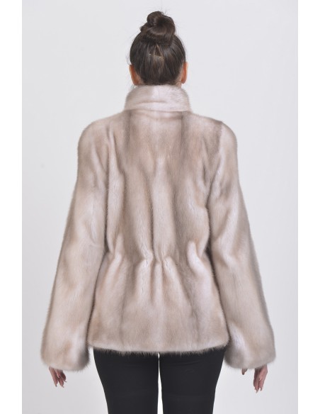 Ice grey mink jacket back sde